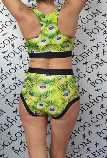 Green peacock full high waisted panel pant