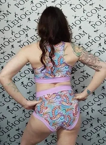 Pale paisley full high waisted panel pant