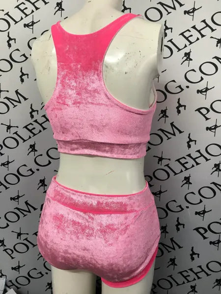 Pink frost velvet top