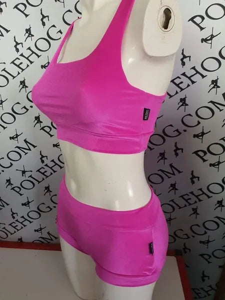 Bright pink smooth velvet top