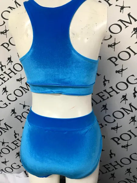 Blue smooth velvet top