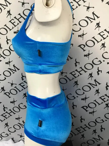 Blue smooth velvet top