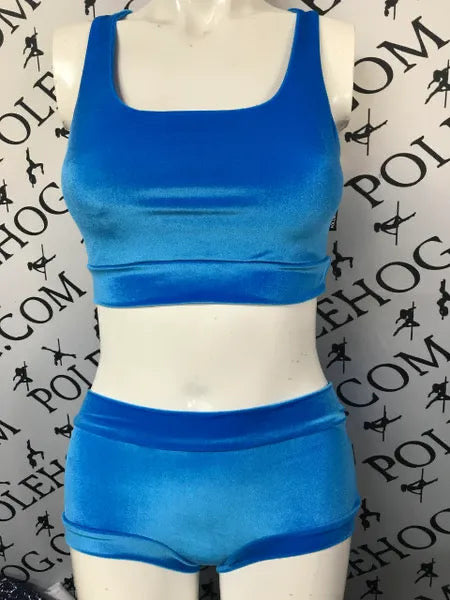 Blue smooth velvet bottoms