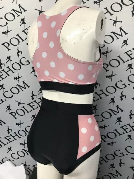 Dusky dots high waisted panel pant side