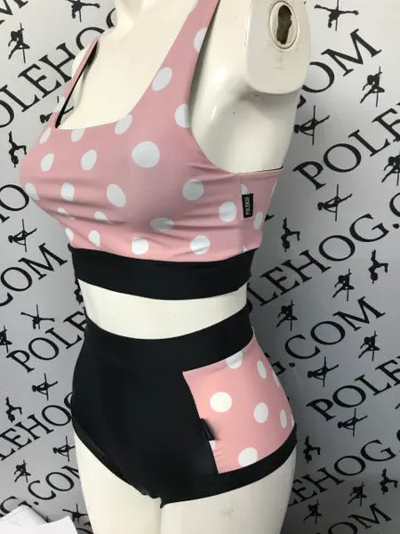 Dusky dots high waisted panel pant side