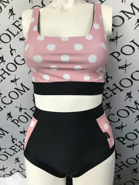 Dusky dots high waisted panel pant side