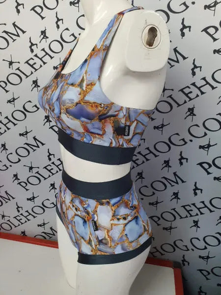 Blue geode  high waisted panel pant full