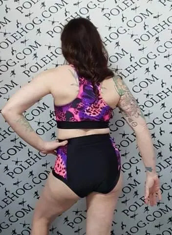 Pink panther high waisted panel pant side