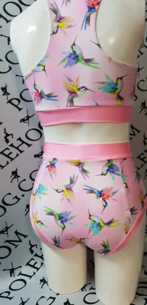Pink hummingbird high waisted panel pant full