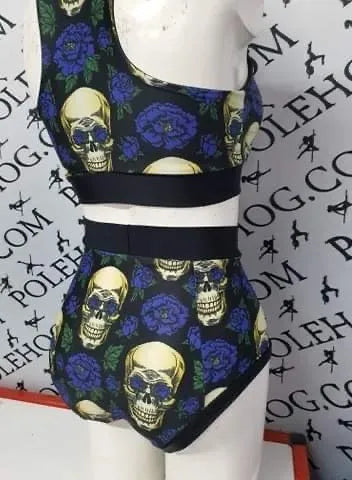 Peony skulls high waisted panel pant full