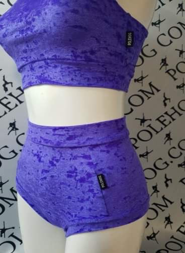 Uv purple crushed high waisted fitted pant.