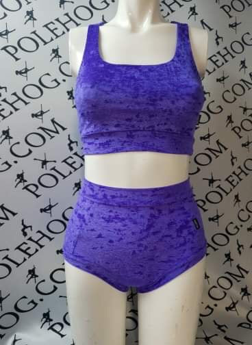 Uv purple crushed high waisted fitted pant.