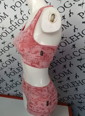 Rose crushed velvet top