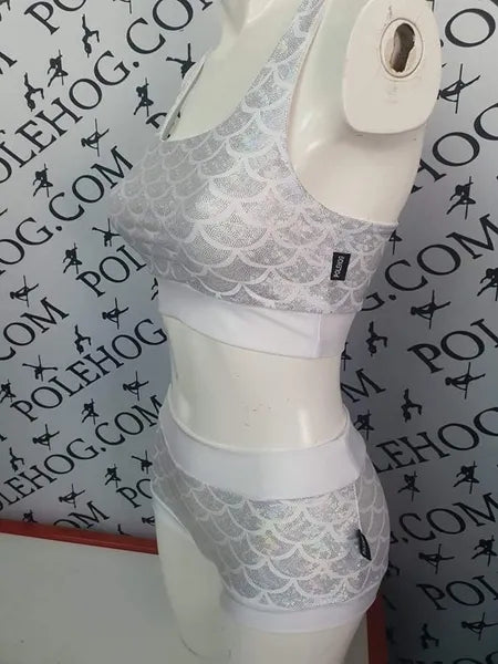 White holographic mermaid top