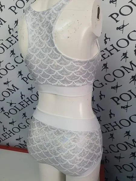 White holographic mermaid top