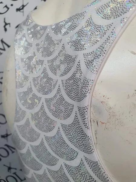 White holographic mermaid bottoms