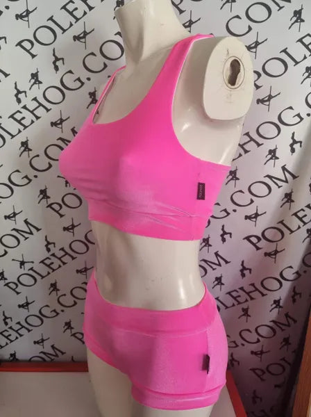 Bubblegum pink smooth velvet top