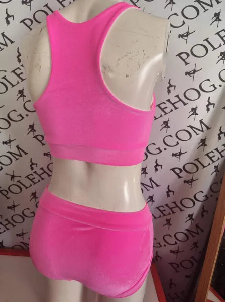 Bubblegum pink smooth high waisted fitted pant.