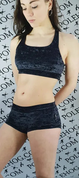 Black crushed velvet bottoms