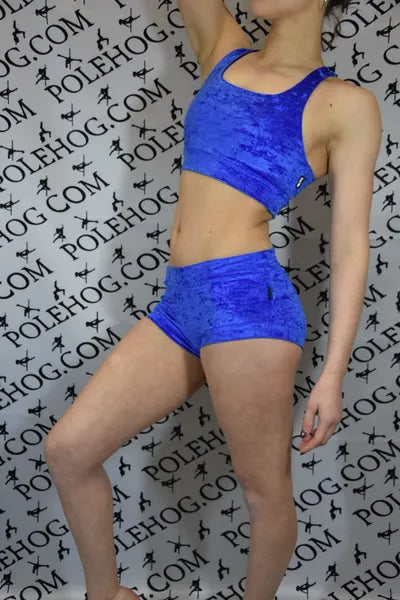 Royal blue crushed velvet top