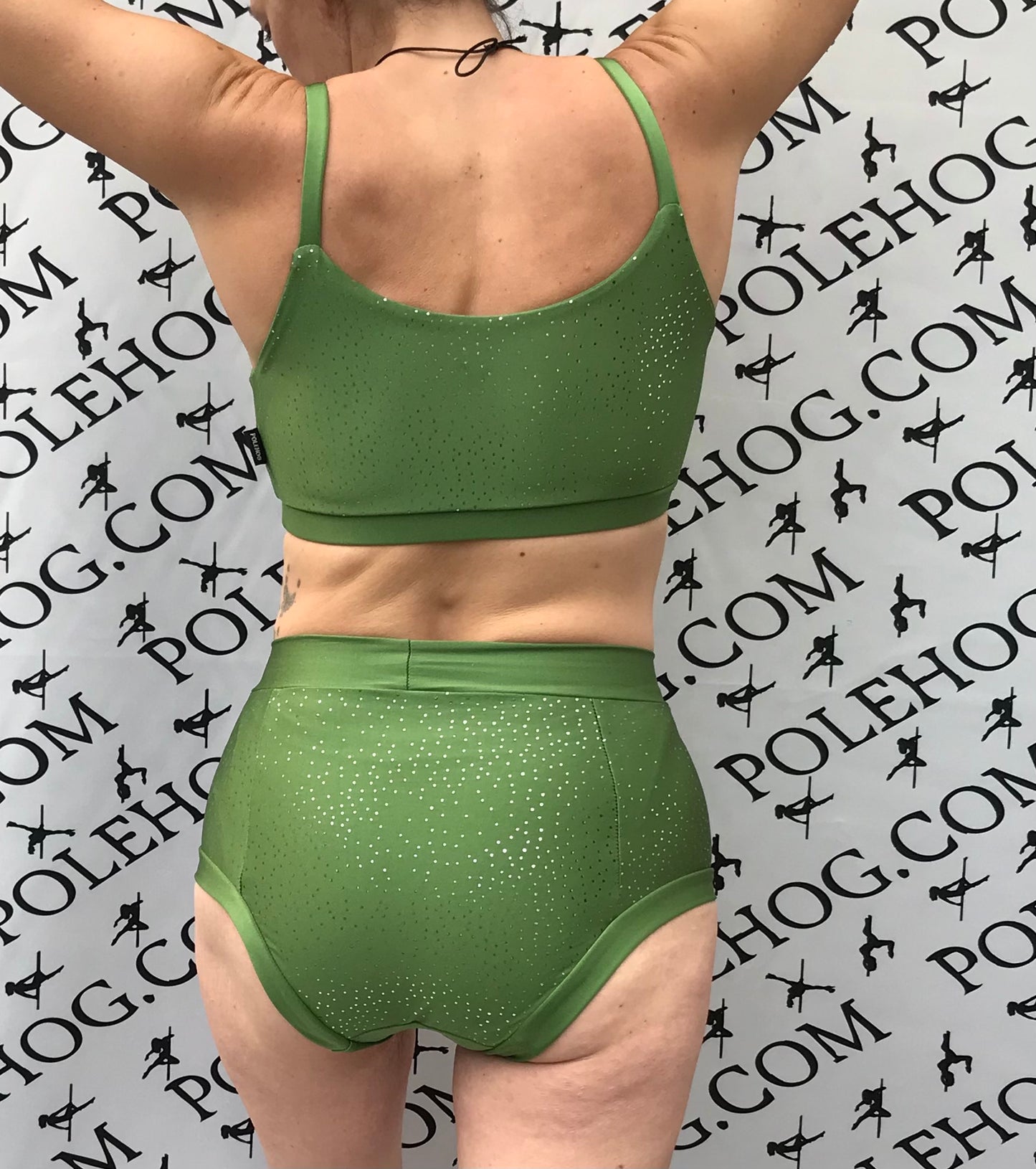 Forest silver Bali twinkle high waisted fitted pant.