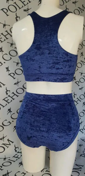 Navy crushed high waisted fitted pant.