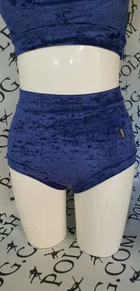 Navy crushed high waisted fitted pant.