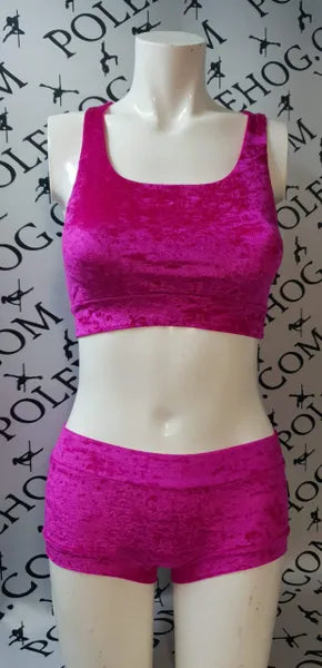 Deep pink crushed velvet top