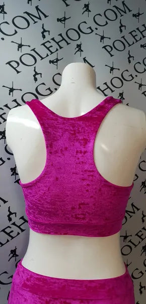 Deep pink crushed velvet top