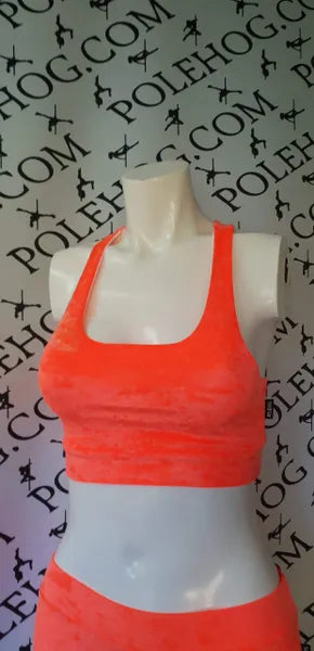 Flo orange crushed velvet top