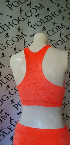 Flo orange crushed velvet top