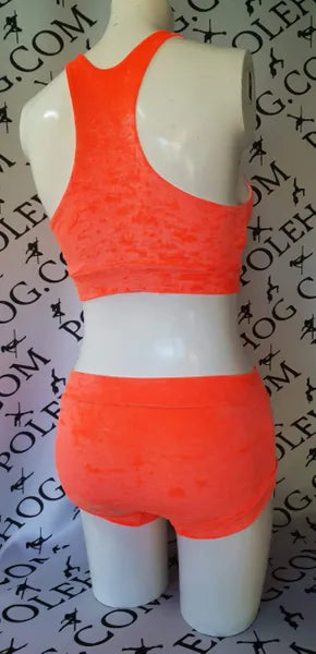Flo orange crushed velvet top