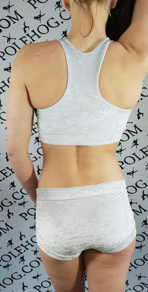 Silver crushed velvet top