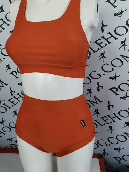 Burnt orange perform high waisted panel pant