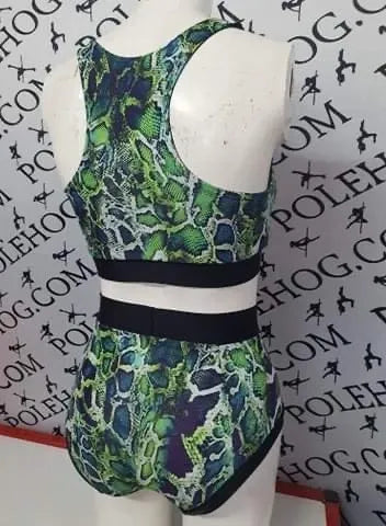 Anaconda green  high waisted panel pant (full)