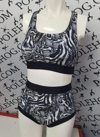 Anaconda black and white high waisted panel pant (full)