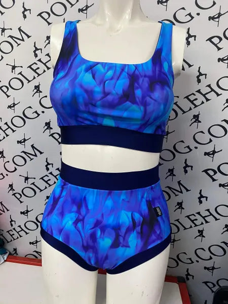 Blue fire high waisted panel pant (full)