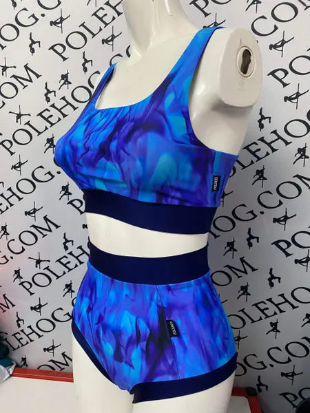 Blue fire high waisted panel pant (full)