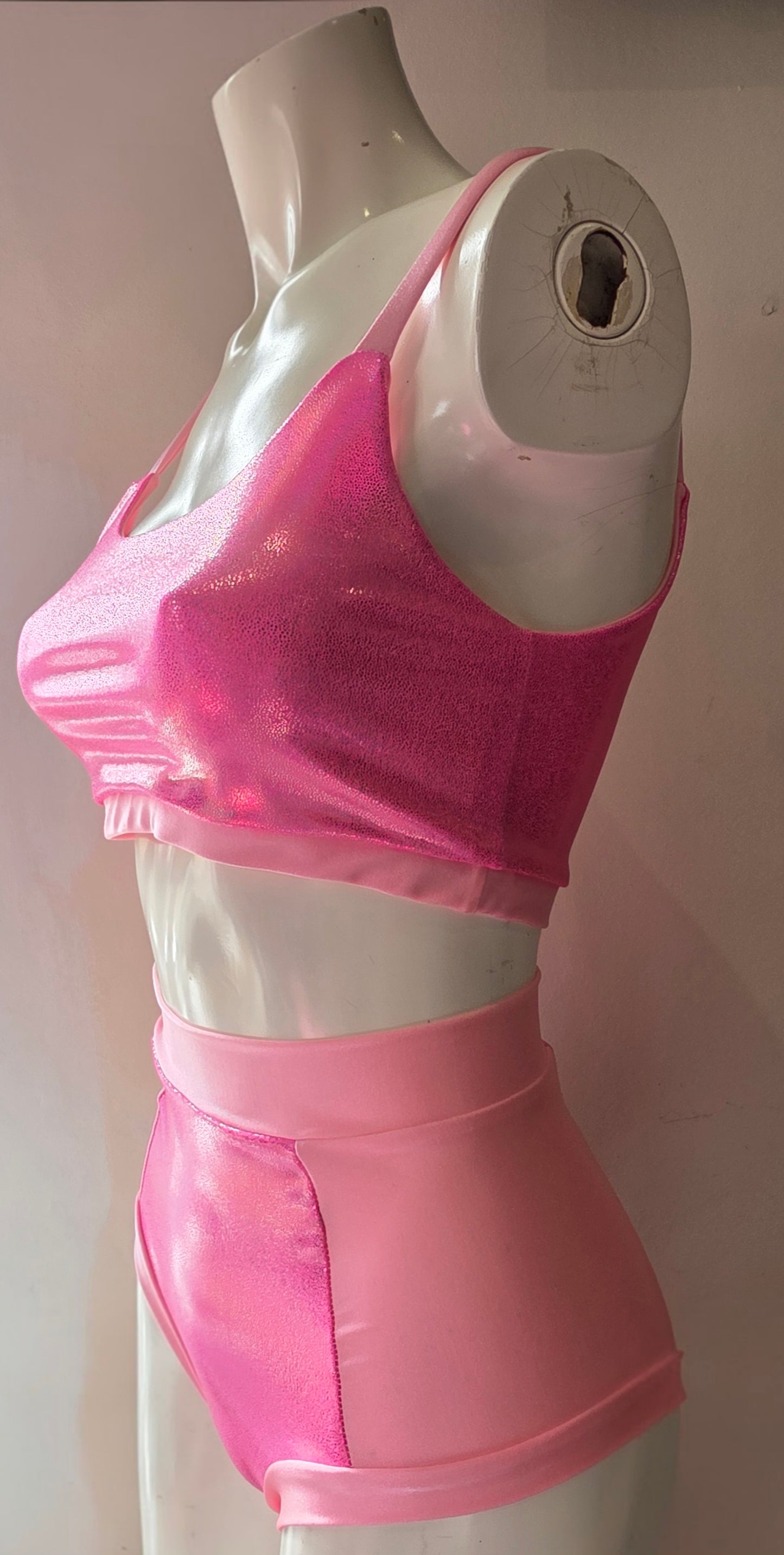 Pink Lazer high waisted panel pant