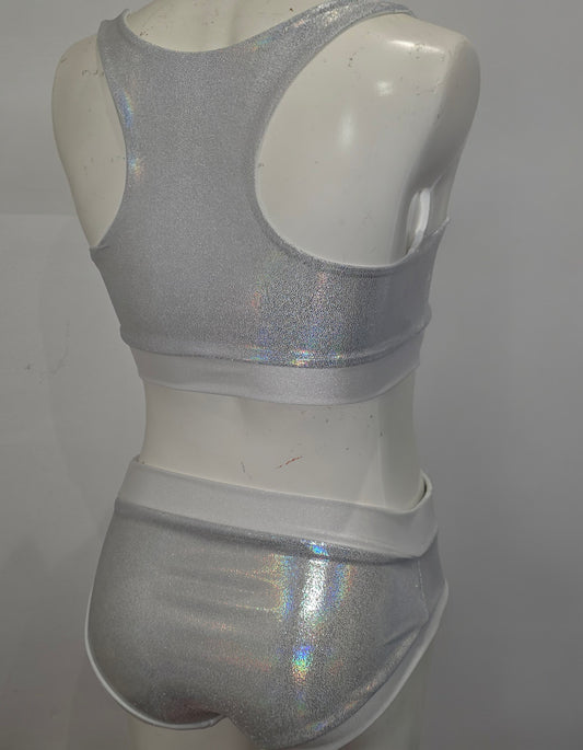 Chunky white lazer foil top