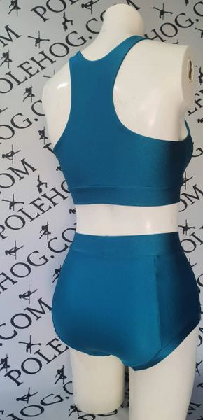 Deep teal colours high waisted fitted pant