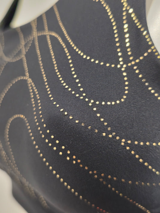 Black and gold high waisted panel pant (full)