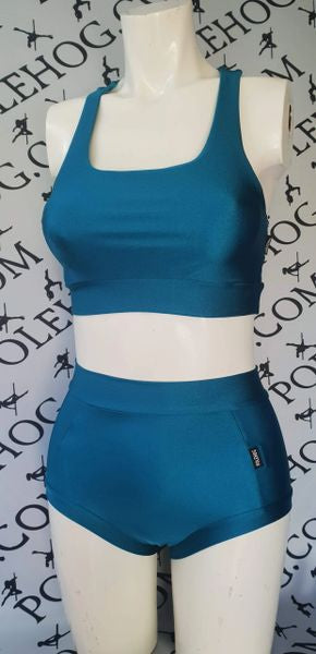 Deep teal colours high waisted fitted pant