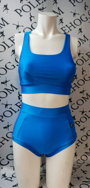 Blue colours high waisted fitted pant