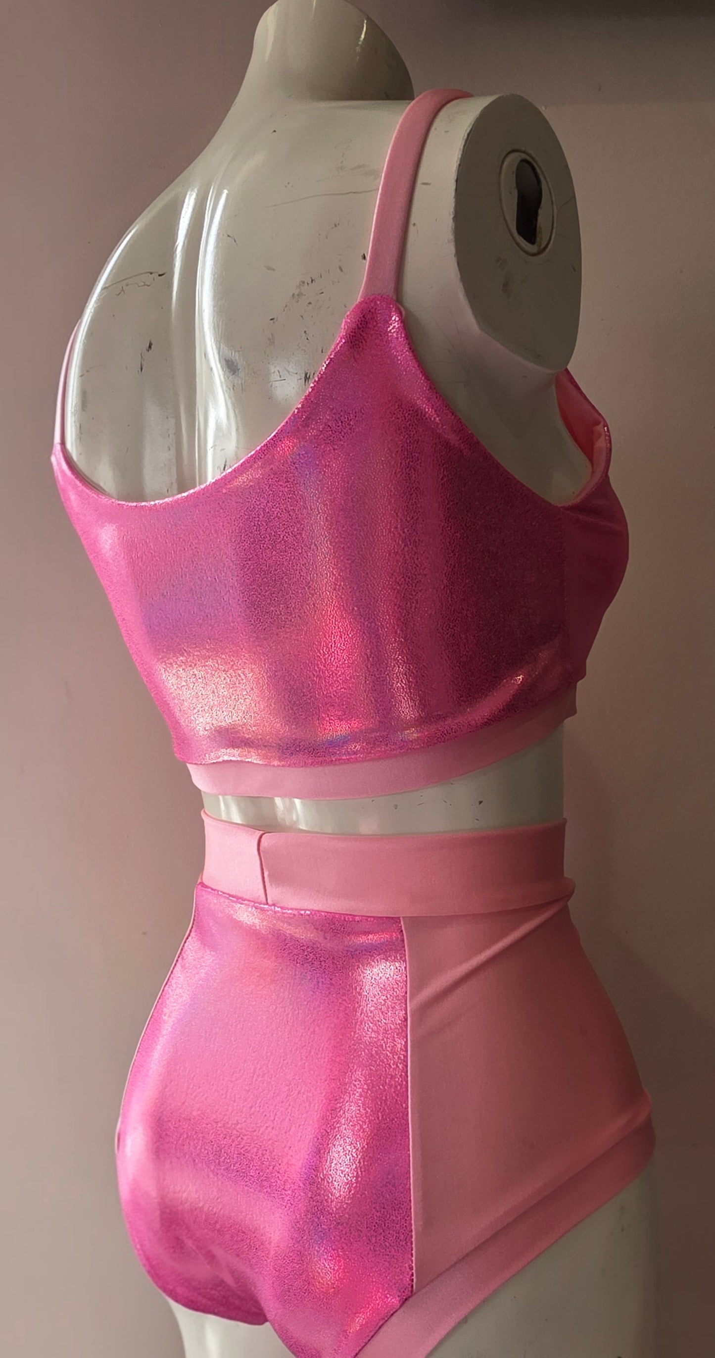 Pink Lazer high waisted panel pant