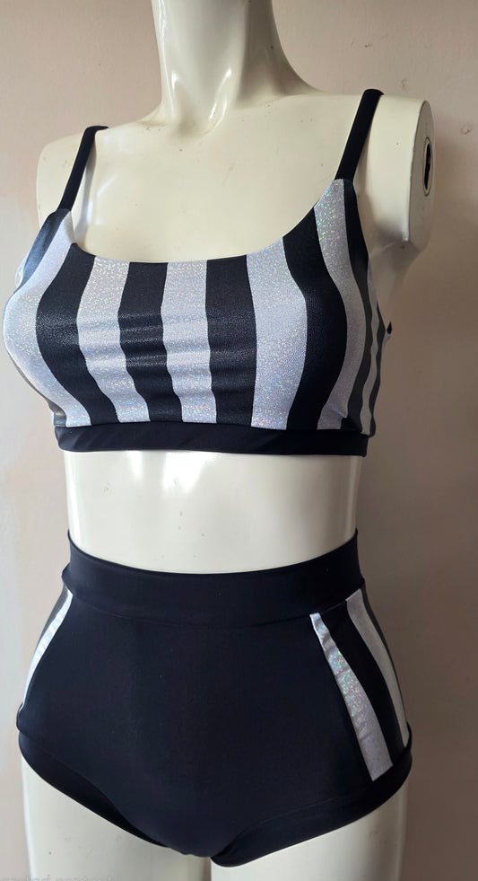 Circus time holographic high waisted panel pant