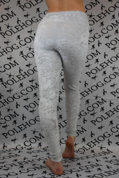Silver crushed velvet leggings