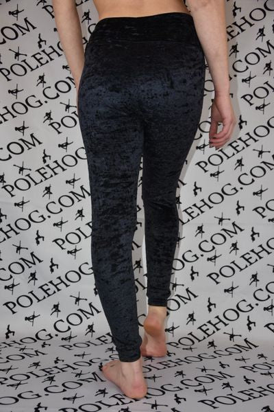 Black crushed velvet leggings