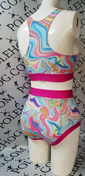 Glitter party high waisted panel pant full