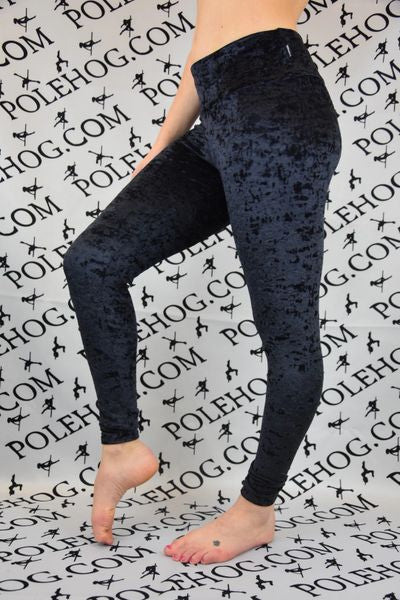 Black crushed velvet leggings